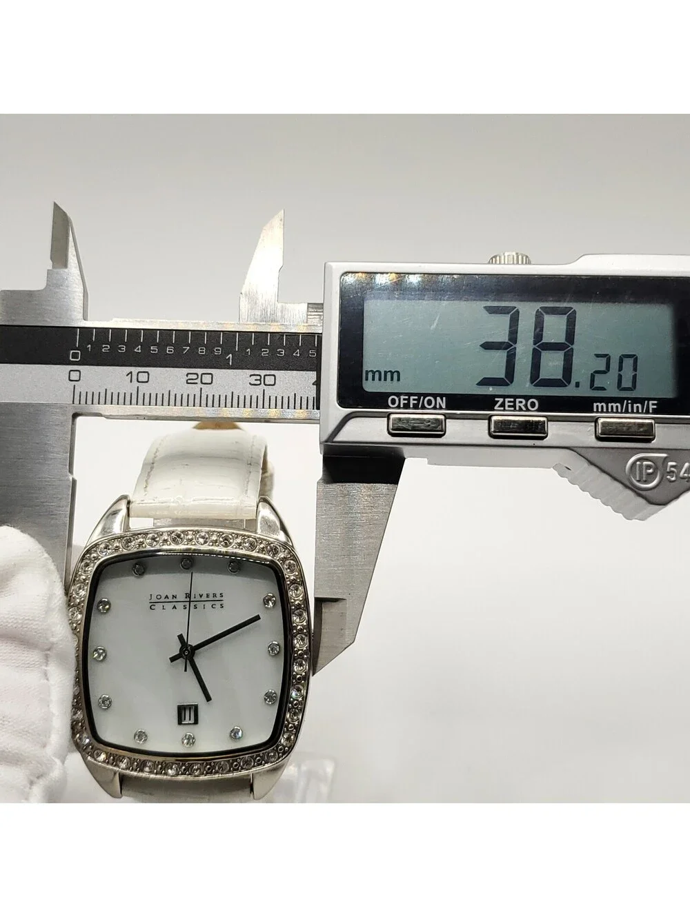 Joan Rivers Classics Watch New Battery White Band 38mm Square MOP Dial